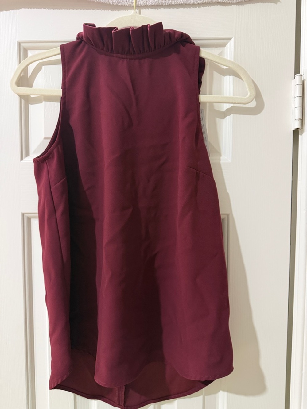J. Crew Women's Sleeveless Ruffle Mock Neck Top in Burgundy